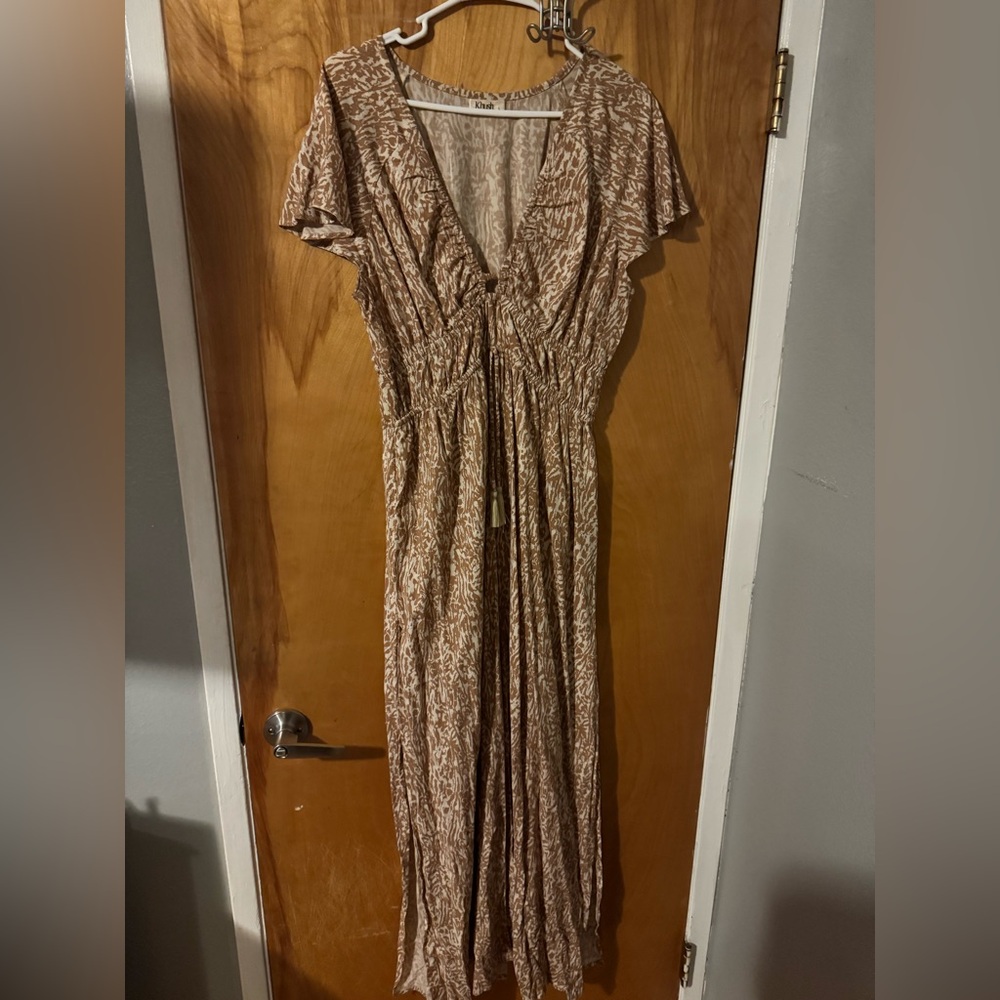 Khush Tan and White Maxi Dress